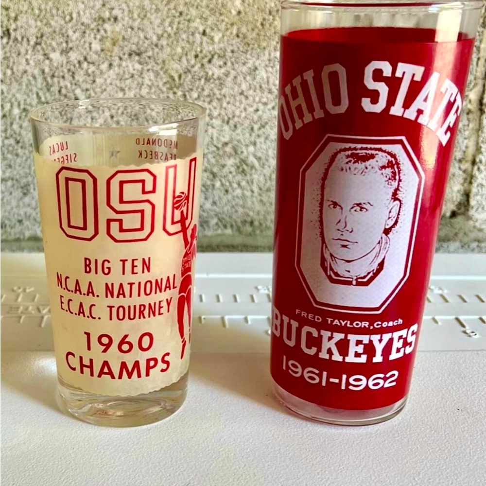 Vintage Ohio State Fred Taylor Coach Buckeyes 1961-62 Glass Tumbler Bob Knight